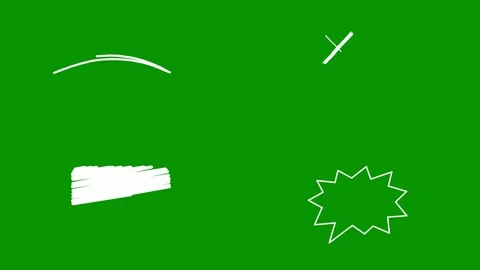 Versatile set of white hand drawn animations upon bright green chromkey Stock-Footage 346825390