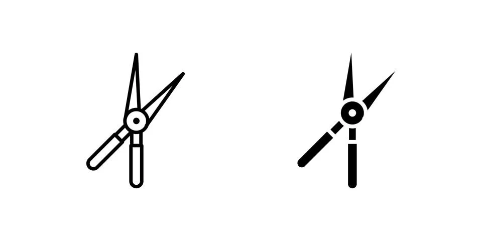 Versatile shears scissors cutting tool icon set for gardening, fabric, and .. Stock Illustration