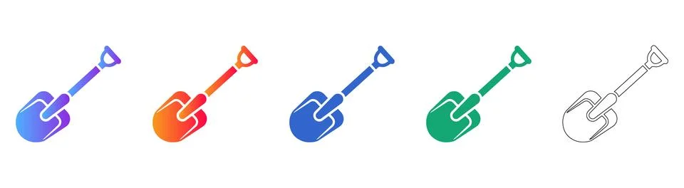 Versatile Shovel Tool Icon Collection Stock Illustration