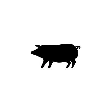 Versatile, simple, and clean silhouette of a pig, perfect for a variety of .. Stock Illustration
