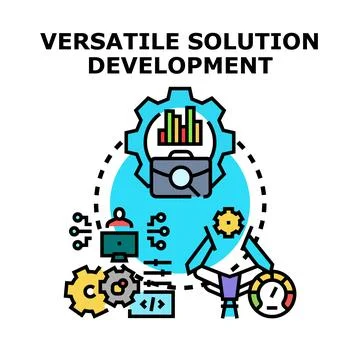 Versatile solution development concept with business process Illustrazione stock