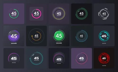 Versatile style countdown timer set on dark background Stock Illustration