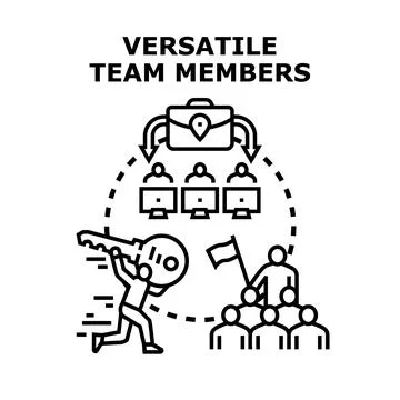 Versatile team members adapting to changing business needs Stock Illustration