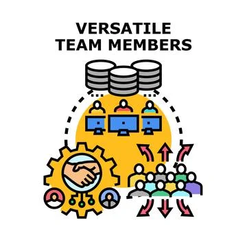 Versatile team members collaborating on project development Stock Illustration