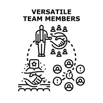 Versatile team members offering diverse skills Stock Illustration