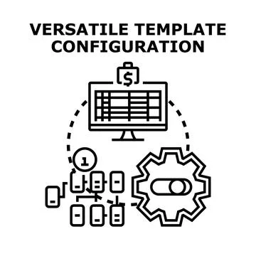Versatile template configuration adjusting settings and options Stock Illustration