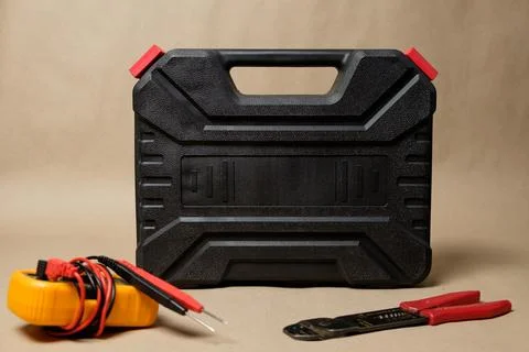 Versatile tool kit for home renovation with electric screwdriver and accessories Stock Photos