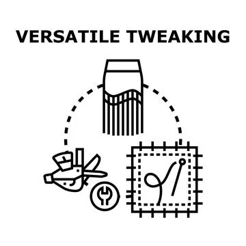 Versatile tweaking process adjusting settings development Stock Illustration