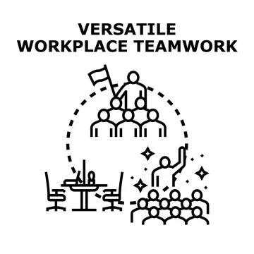 Versatile workplace teamwork building successful business strategy Stock Illustration