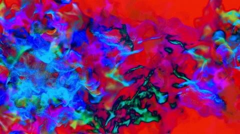 Versicolored particles on red, CG, looping Stock Footage 64999165