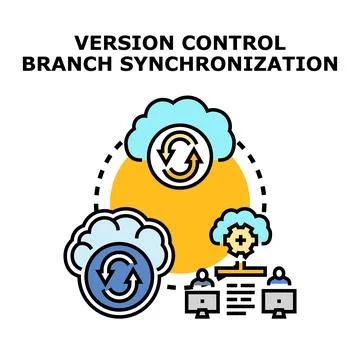 Version control branch synchronization developing process illustration Illustrazione stock