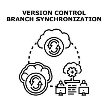 Version control branch synchronization developing process illustration Stock Illustration