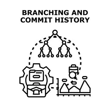 Version control branching and commit history management イラスト素材