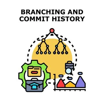Version control branching and commit history management Stock Illustration