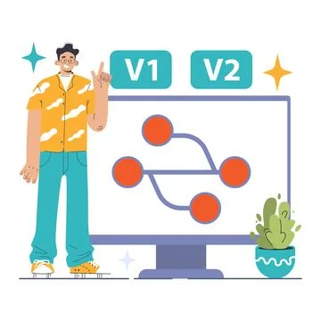 Version Control concept. Flat vector illustration Stock Illustration