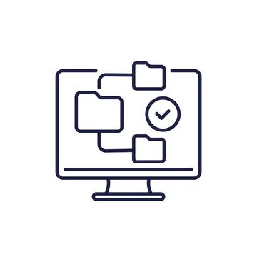 Version control icon, computer software line vector Illustrazione stock