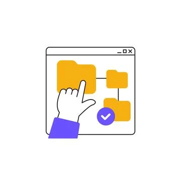 Version control icon, vector design with a hand and window Stockillustratie