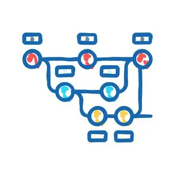 Version control software icon doodle illustration Illustrazione stock