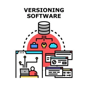 Version control software managing development process and data synchronizatio Stock Illustration