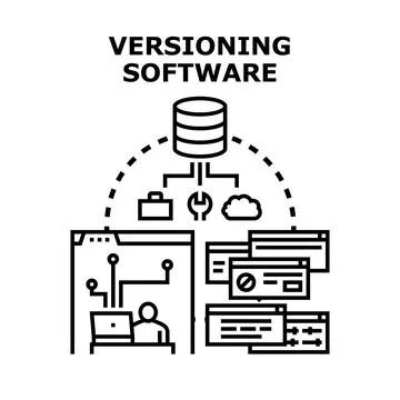 Version control software managing development process and data synchronizatio イラスト素材