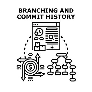 Version control system branching and commit history Stock Illustration