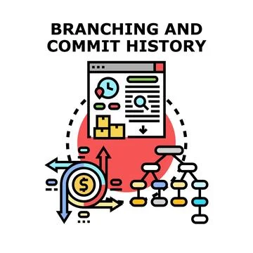 Version control system branching and commit history Stock Illustration