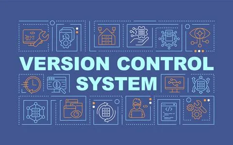 Version control system word concepts dark blue banner Stock Illustration