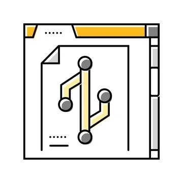 Version control technical writer color icon vector illustration Stock Illustration