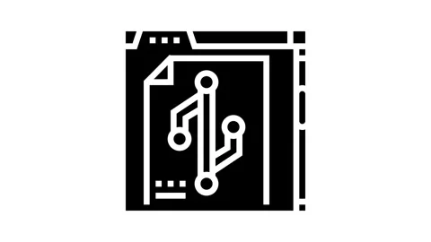 Version control technical writer glyph icon animation 動画素材 326152621