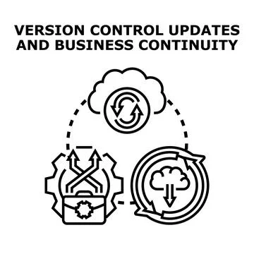 Version control updates ensuring business continuity and data security Stock Illustration