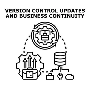 Version control updates ensuring business continuity concept Stock Illustration