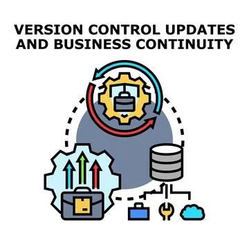 Version control updates ensuring business continuity concept Stock Illustration