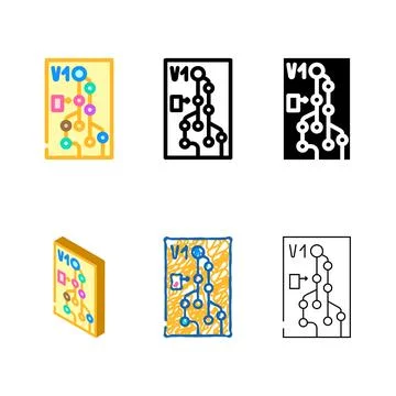 Version control variants technical writer color icon vector Illustrazione stock