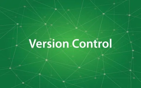 Version control white text illustration with green constellation as background Stock Illustration