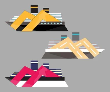 Version icon of cruise liner. Ship at sea, travel, water transport, boat and  Stock Illustration