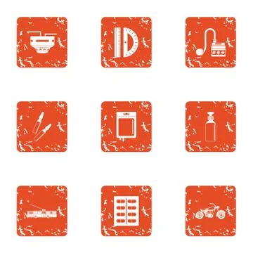 Version icons set, grunge style Stock Illustration