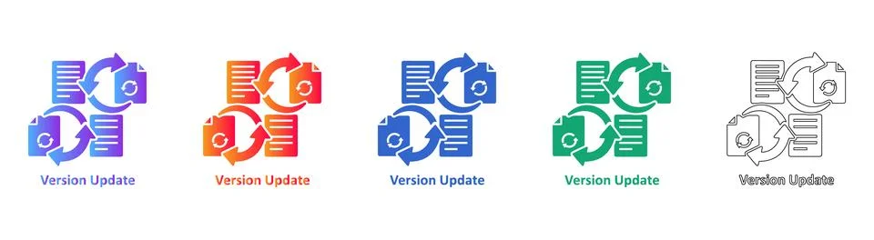 Version Update Software Icon Set Stock Illustration