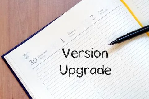 Version upgrade write on notebook Stock Photos
