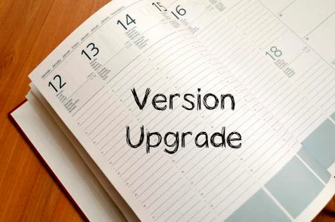 Version upgrade write on notebook Stock Photos