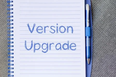 Version upgrade write on notebook Stock Photos