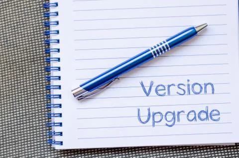 Version upgrade write on notebook Stock Photos