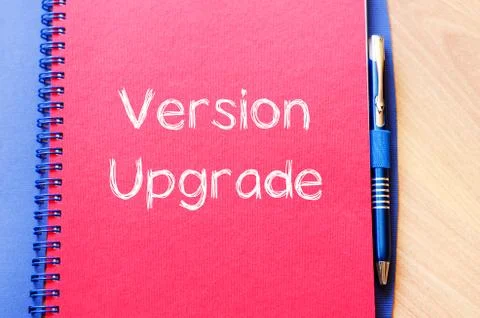 Version upgrade write on notebook Stock Photos