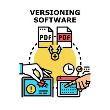 Versioning software managing documents and bug fixing process Stock Illustration