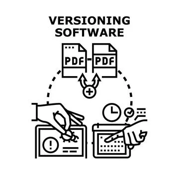 Versioning software managing documents and bug fixing process Stock Illustration