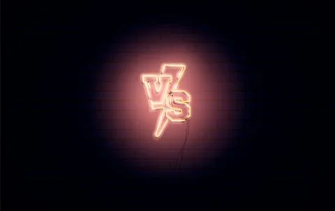 Versus 3d neon signs vector. Set of Versus logo, symbol in realistic yellow neon Stock Illustration