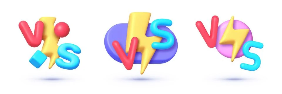 Versus 3d set on white background. 3d icon with versus. Versus Or VS Letters Stockillustratie