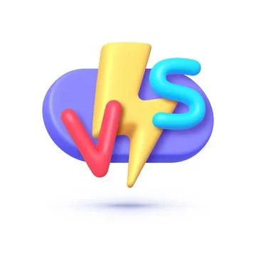 Versus in 3D style on white background. Vs battle headline with lightning bolt Illustrazione stock