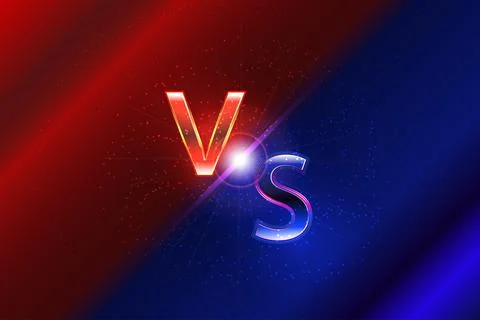 Versus background with sparkle dots and neon VS letters. Red and blue Stock Illustration