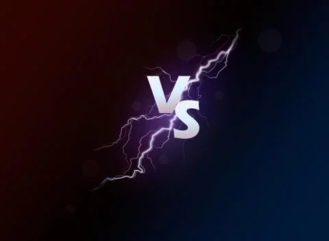 Versus banner with blue sparkling lightning.Vector illustration Stock Illustration