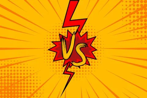 Versus banner template in comic stlye Vector Illustration. Stock Illustration